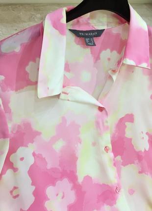 Сорочка з сатину під шовк primark flowing satin shirt nude printed 🌸 pink5 фото