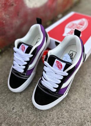 Шикарные женские кеды vans knu skool purple black white фиолетовые8 фото