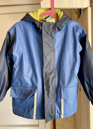 Курточка демисезонная дождевик теплая на флисе на 5-6 лет на мальчика синяя