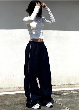 Трендові темні базові спортивні штани zara ford лампас ретро оверсайз джогери весняні баггі хіп хоп9 фото