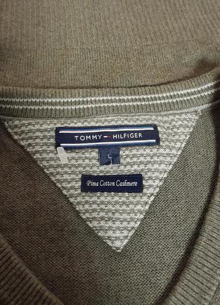 Фирменный хлопковый пуловер хвета хаки с добавлением кашемира tommy hilfiger7 фото