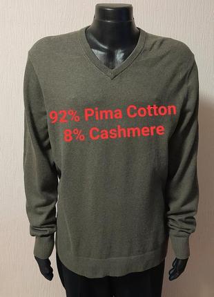 Фірмовий бавовняний пуловер хвіта хакі з додаванням кашеміру tommy hilfiger1 фото