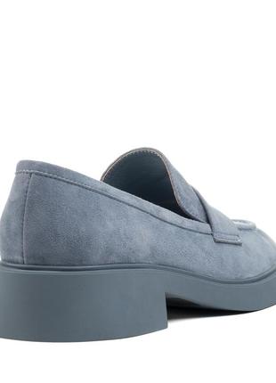 Туфли-лоферы женские голубые замшевые 2348т-а5 фото