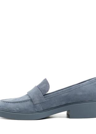 Туфли-лоферы женские голубые замшевые 2348т-а3 фото
