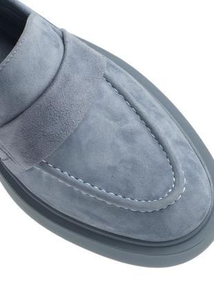 Туфли-лоферы женские голубые замшевые 2348т-а6 фото