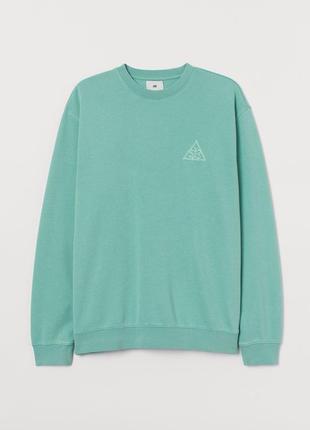 Бавовняний світшот мятний худі коттон толстовка оверсайз світшот h&m худі