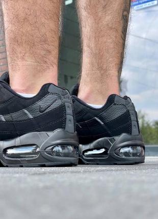 Найк аир макс черные кожаные nike air max 95'black'6 фото