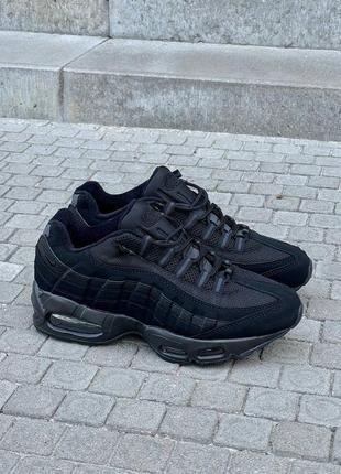 Найк аир макс черные кожаные nike air max 95'black'10 фото