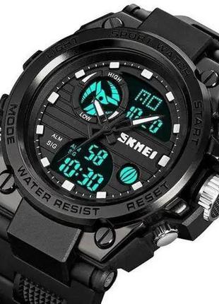 Годинник наручний чоловічий skmei 2031bk black, чоловічий тактичний годинник, протиударний годинник. колір: чорний1 фото