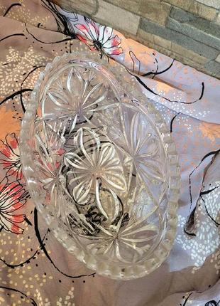 Кристальный салатник, винтажная ваза фруктовница4 фото