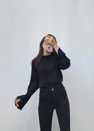 Базовая черная блуза m&amp;s с длинным рукавом2 фото