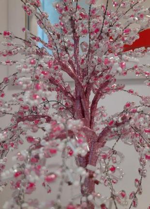 Дерево з бісеру рожеве 34см4 фото