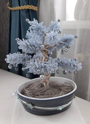 Дерево  щастя з бісеру та намистин, жемчкжне дерево