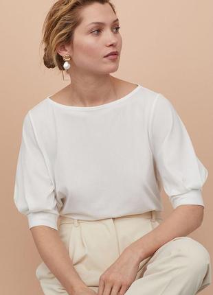 Блуза h&m плямиста у крапочку бежева молочна біла3 фото