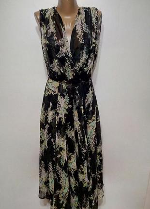 Неймовірна шифонова сукня в квітах з розрізами розміру m5 фото