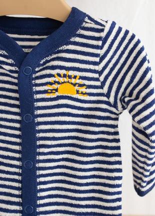 Махровий чоловічок синий у смужку "сонечко" від картерс для хлопчика.2 фото