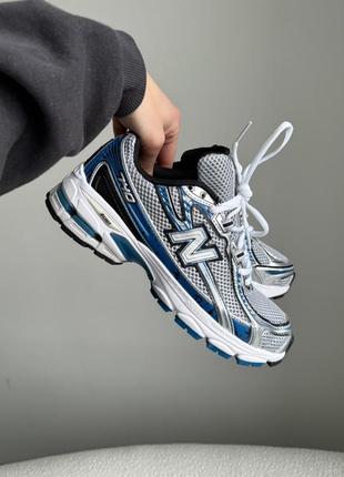 Нью беленс кроссовки серые с синим new balance 740 blue silver4 фото