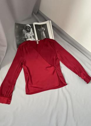 Блуза h&amp;m на запах винного кольору бордо1 фото