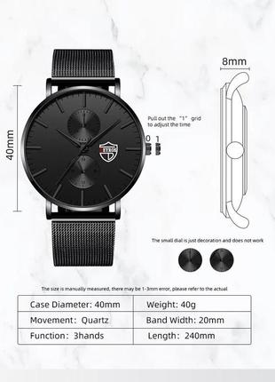 Чоловічий модний ультратонкий годинник "deyros" із сітчастим реме2 фото