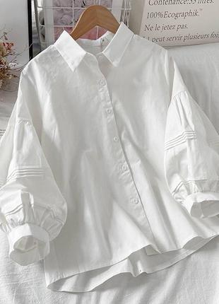Классическая белая рубашка с объемными рукавами 🥰,классическая белая рубашка1 фото
