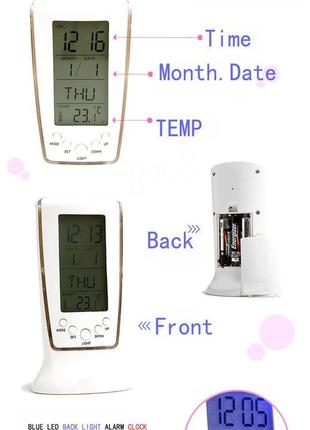 Годинник будильник термометр хронограф з led-підсвіткою square cl7 фото