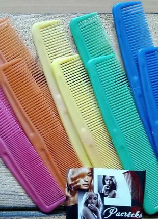 Гребінець для волосся пластик 18x4, різнобарвний, набір 10 штук