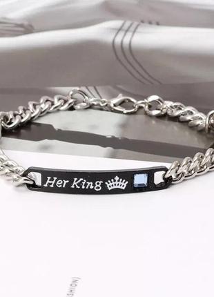 Парные браслеты для влюбленных "ее король" "его королева" "her ki2 фото