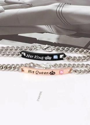 Парные браслеты для влюбленных "ее король" "его королева" "her ki4 фото
