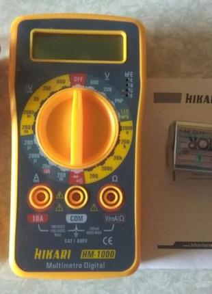 Мультиметр (тестер) hikari hm-1000 з щупами та батарейкою крона