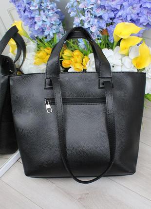 Женская большая классическая сумочка черная4 фото