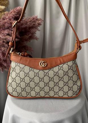 Сумка gucci brown шкіра/текстиль одне відділення арт. 15027  ▫️матеріал: шкіра/текстиль ▫️розмір:26x