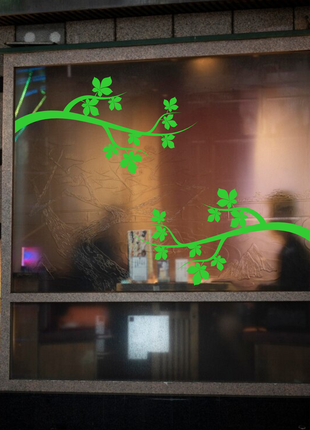 Наклейка вінілова інтер'єрна декор на вікно (вітрину, скло, дзеркало) "гілки каштана" з оракалу2 фото