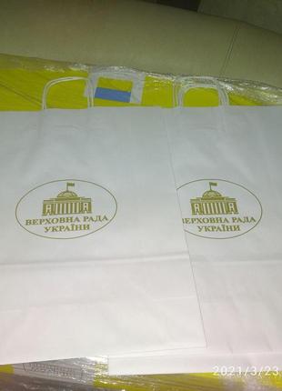 Пакет з крафтового папери "верховна рада україни" 32 x 40 (велики1 фото