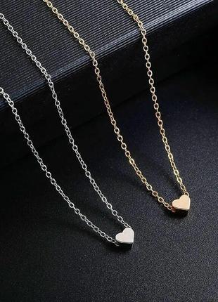 Ланцюжок із кулоном "сердечко". посріблення. кольору срібло та золота
