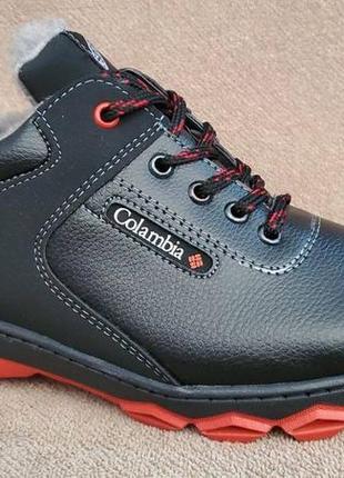 Чоловічі зимові теплі кросівки на хутрі, чорні. модель colambia5 фото