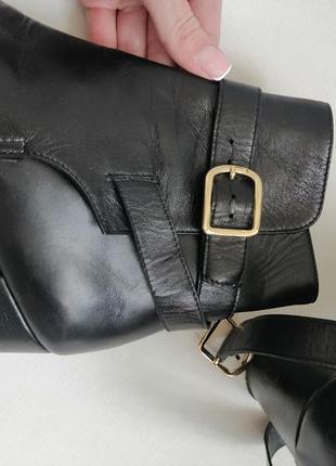 Италия натуральная кожа, черные кожаные ботинки, 38 38.5 размер на каблуке2 фото