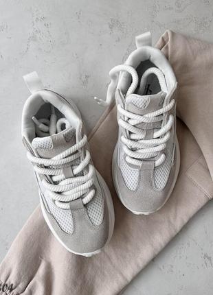 Жіночі кросівки, сірий/білий, натуральна замша/сітка7 фото