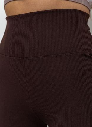 Лосини жіночі в рубчик, колір темно-коричневий, 205r6065 фото