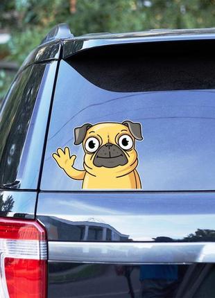 Наклейка кольорова вінілова самоклеюча декоративна на автомобіль "мопс. собака. пес" з оракалу