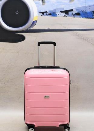 Валіза мала з полікарбонату на 4 колесах airtex 232 pink4 фото