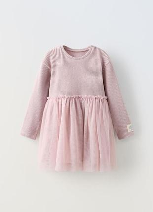 Платье zara, розовое платье zara, детское платье1 фото