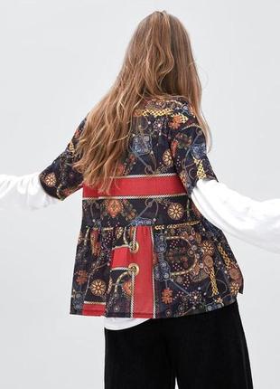 180.стильная блузка в принт с баской успешного испанского бренда zara3 фото