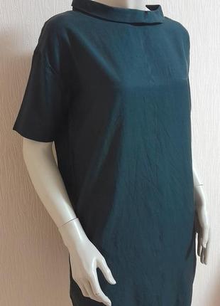 Чорне коротке натуральне плаття з високим коміром кишенями бавовна cos5 фото