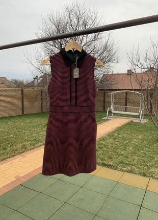Стильное короткое платье в чёрно-бордовом цвете, новое женское платье от oasis на весну, лето
