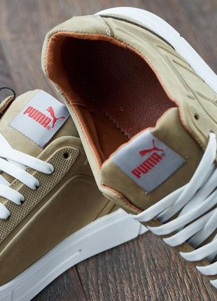 Мужские кожаные кеды с логотипом puma цвет беж