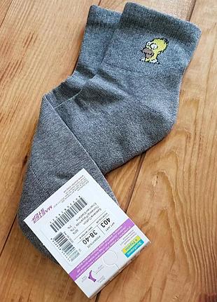 Носок сірий сімпсон з махрової стопою, розмір 25 / 38-40р.