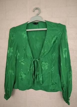 Зеленая блуза на завязках от topshop2 фото