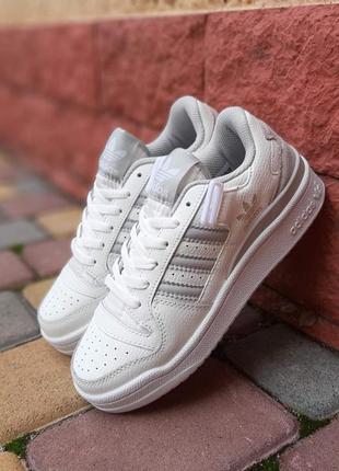 Женские кроссовки adidas forum low white grey адедас форум белого с серым цветами6 фото