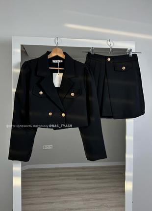 Трендовые комплекты укороченный пиджак + юбочка3 фото