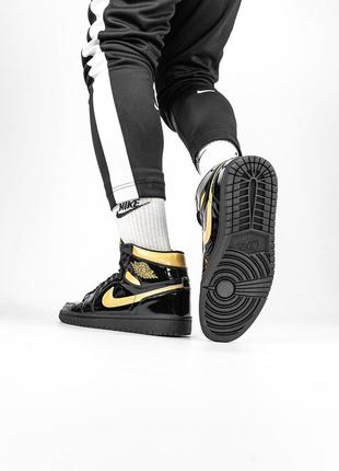 Кросівки jordan 1 retro black\gold кроссовки3 фото